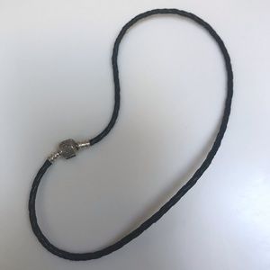 Pandora Black leather 15” necklace